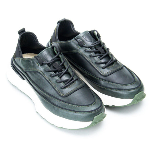 Zapato 913 En Cuero Verde Metalizado