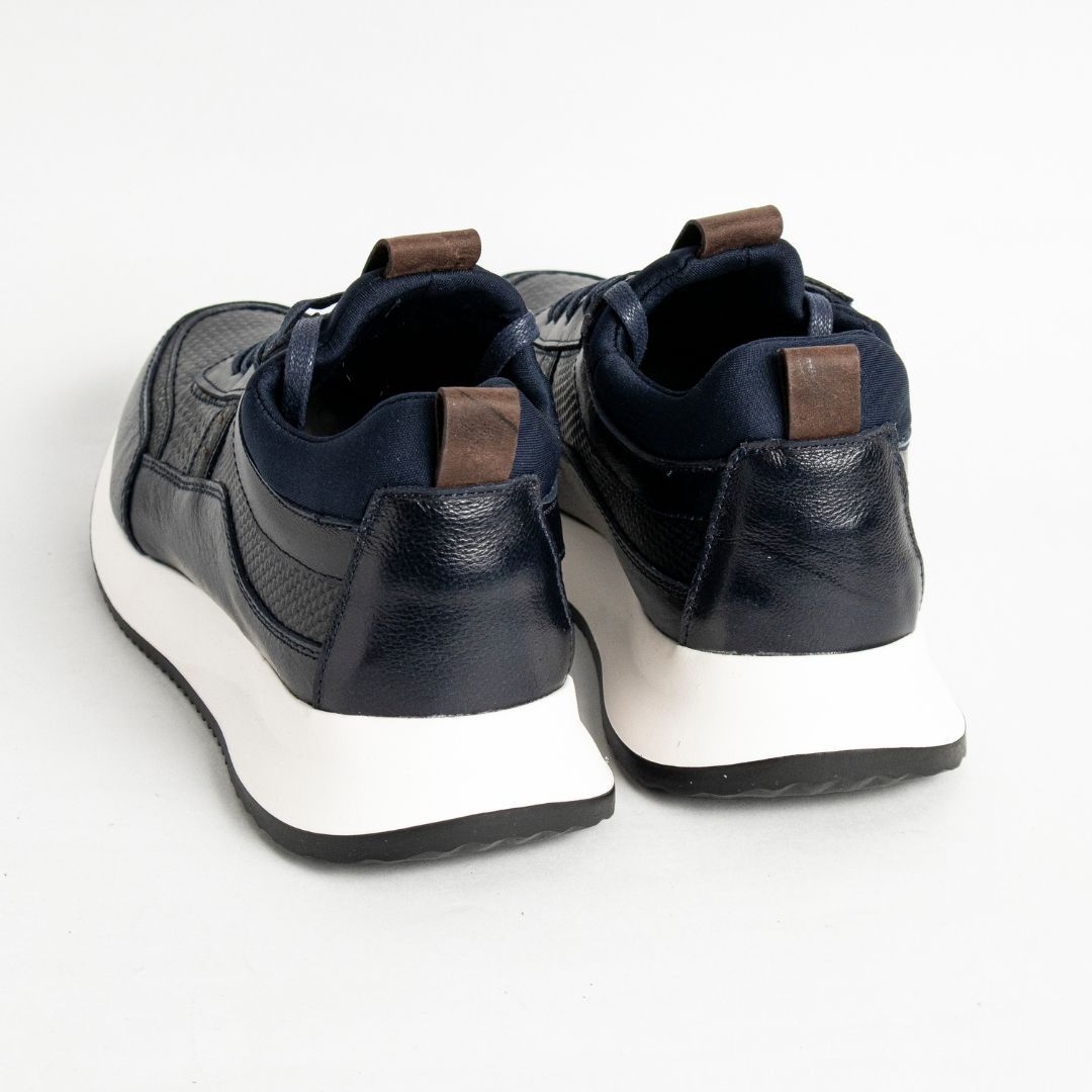 Zapato de Cuero 3217 Color Azul con Café