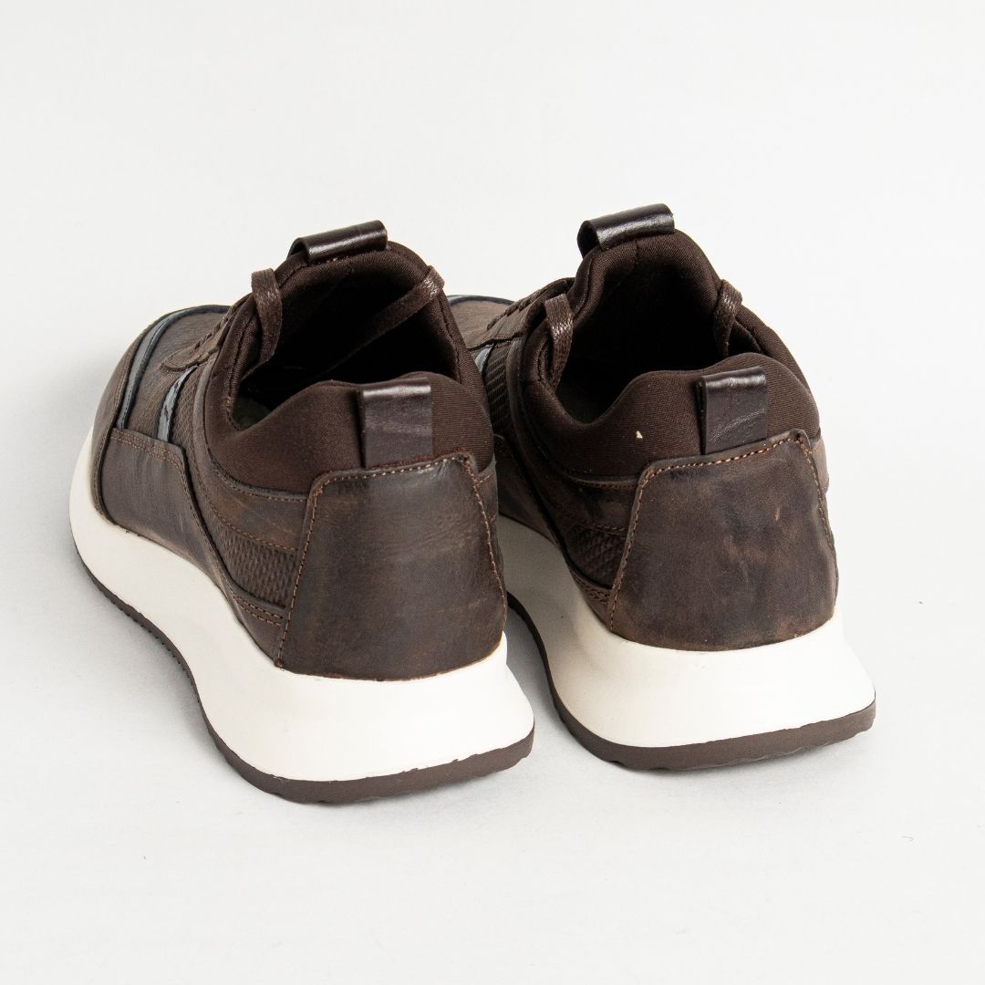 Zapato de Cuero 3217 Color Café con Azul