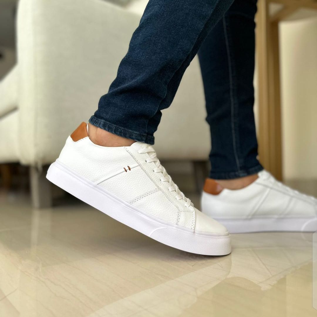 Zapato en Cuero 572 Color blanco con Miel