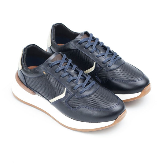 Zapato de Cuero T-06 Color Azul con Blanco