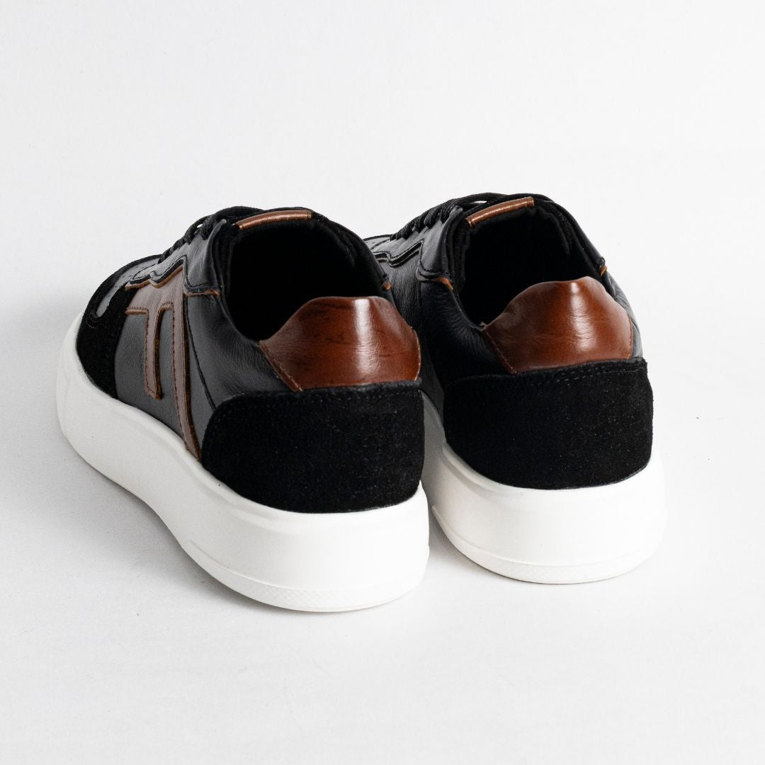 Zapato en Cuero 616 Negro Con Café