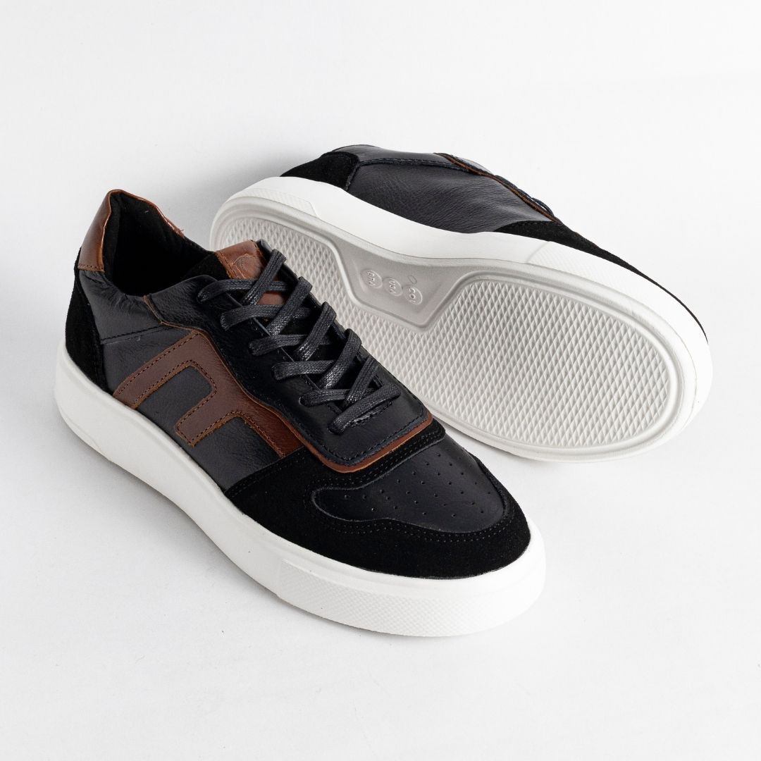 Zapato en Cuero 616 Negro Con Café