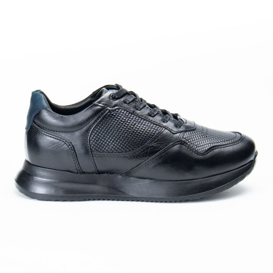 Zapato En Cuero 918 Color Negro Con Azul