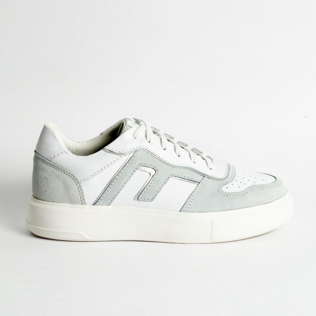 Zapato en Cuero 616 Blanco Con Gris