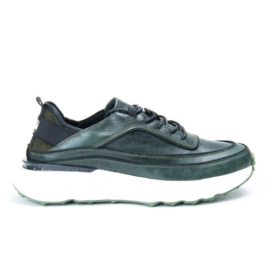 Zapato 913 En Cuero Verde Metalizado
