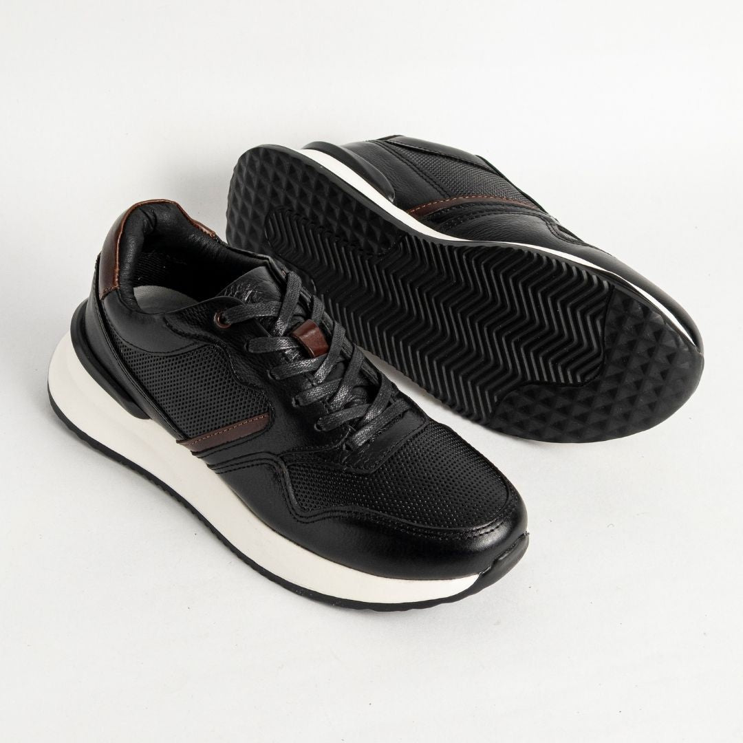 Zapato de Cuero 3211 Color Negro con Café