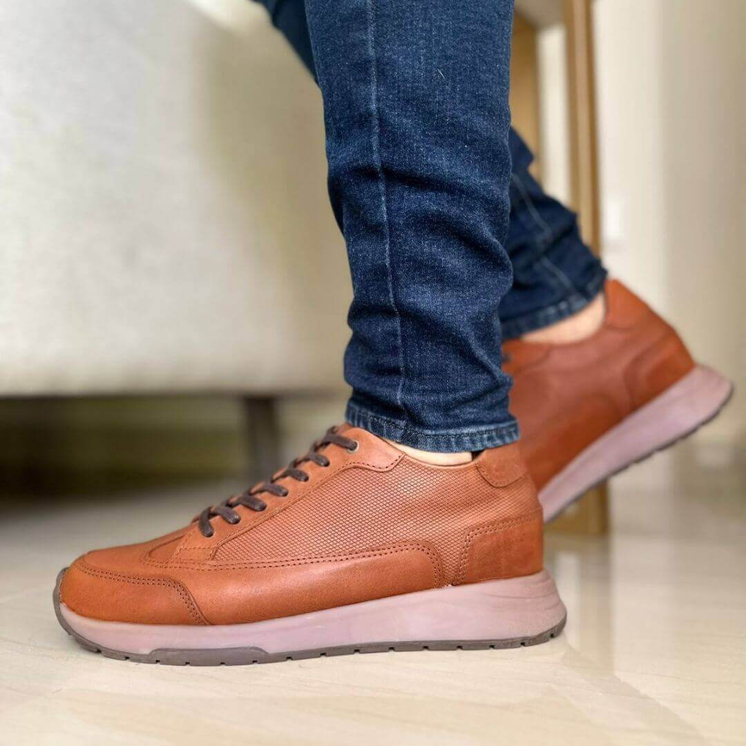 Zapato de Cuero M - 16  color Miel para Hombre