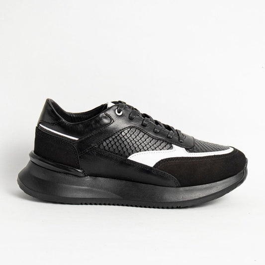 Zapato en Cuero Premium  C-22  Negro con Blanco