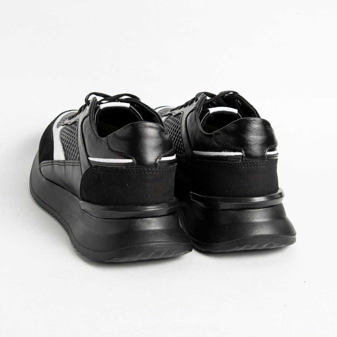 Zapato en Cuero Premium  C-22  Negro con Blanco