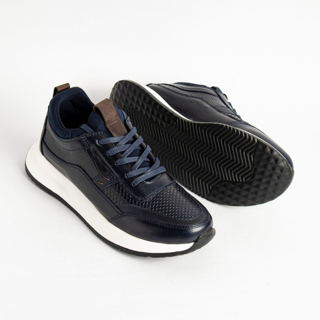 Zapato de Cuero 3217 Color Azul con Café