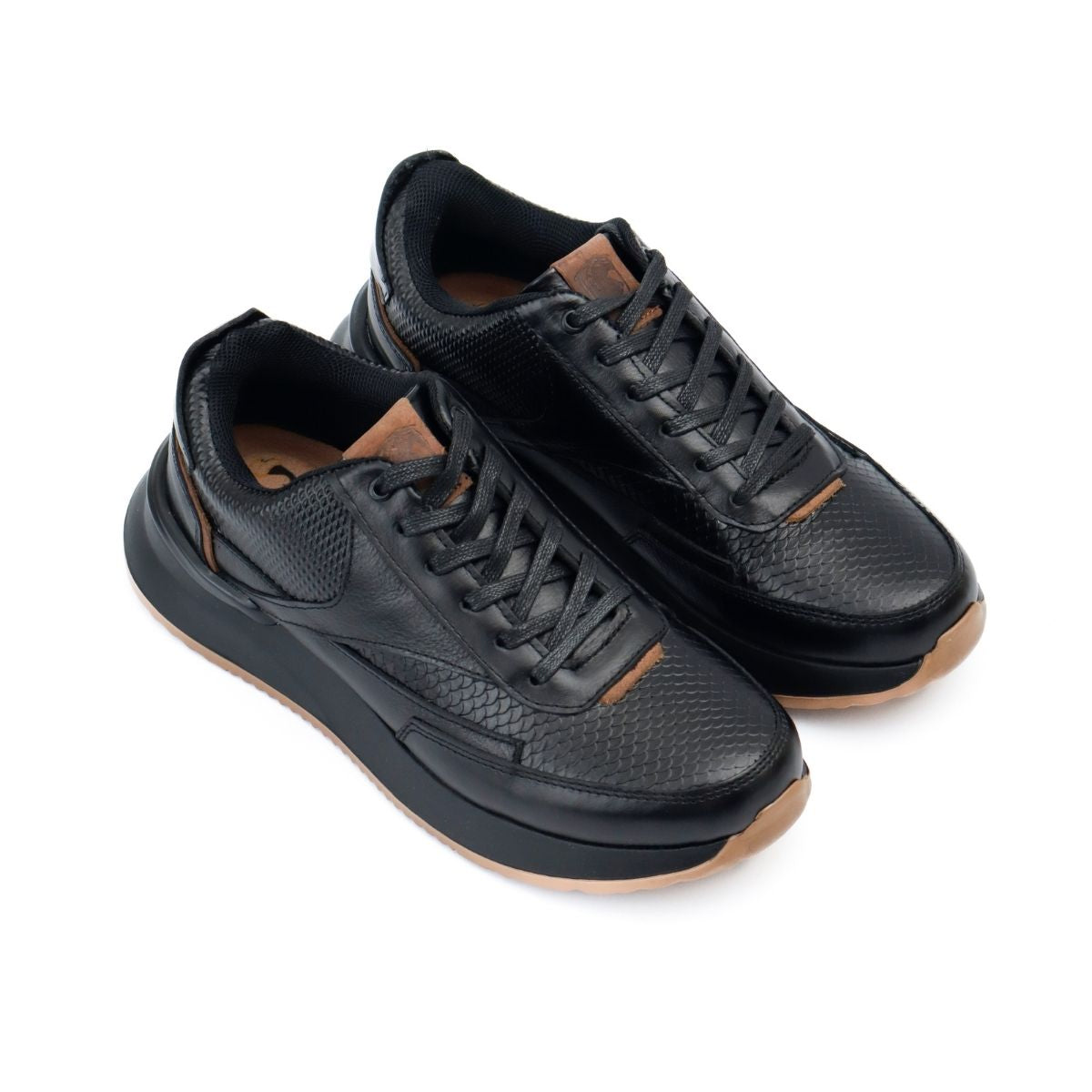 Zapato de Cuero 3223 Negro con Café