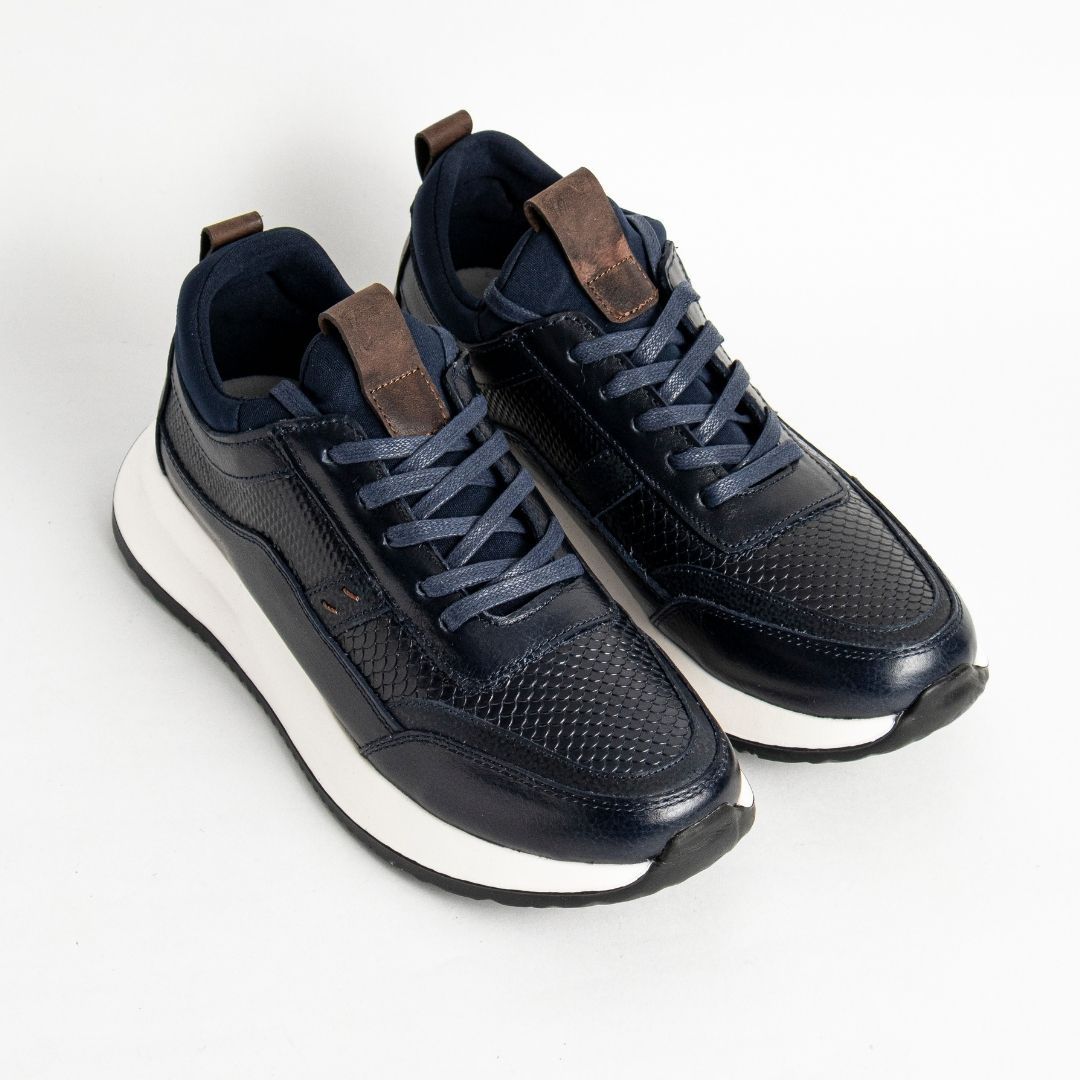 Zapato de Cuero 3217 Color Azul con Café