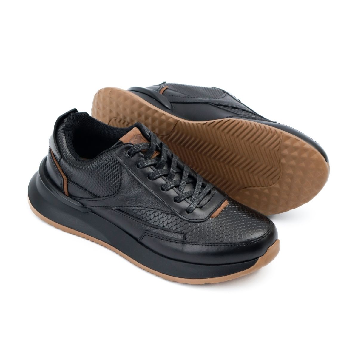 Zapato de Cuero 3223 Negro con Café