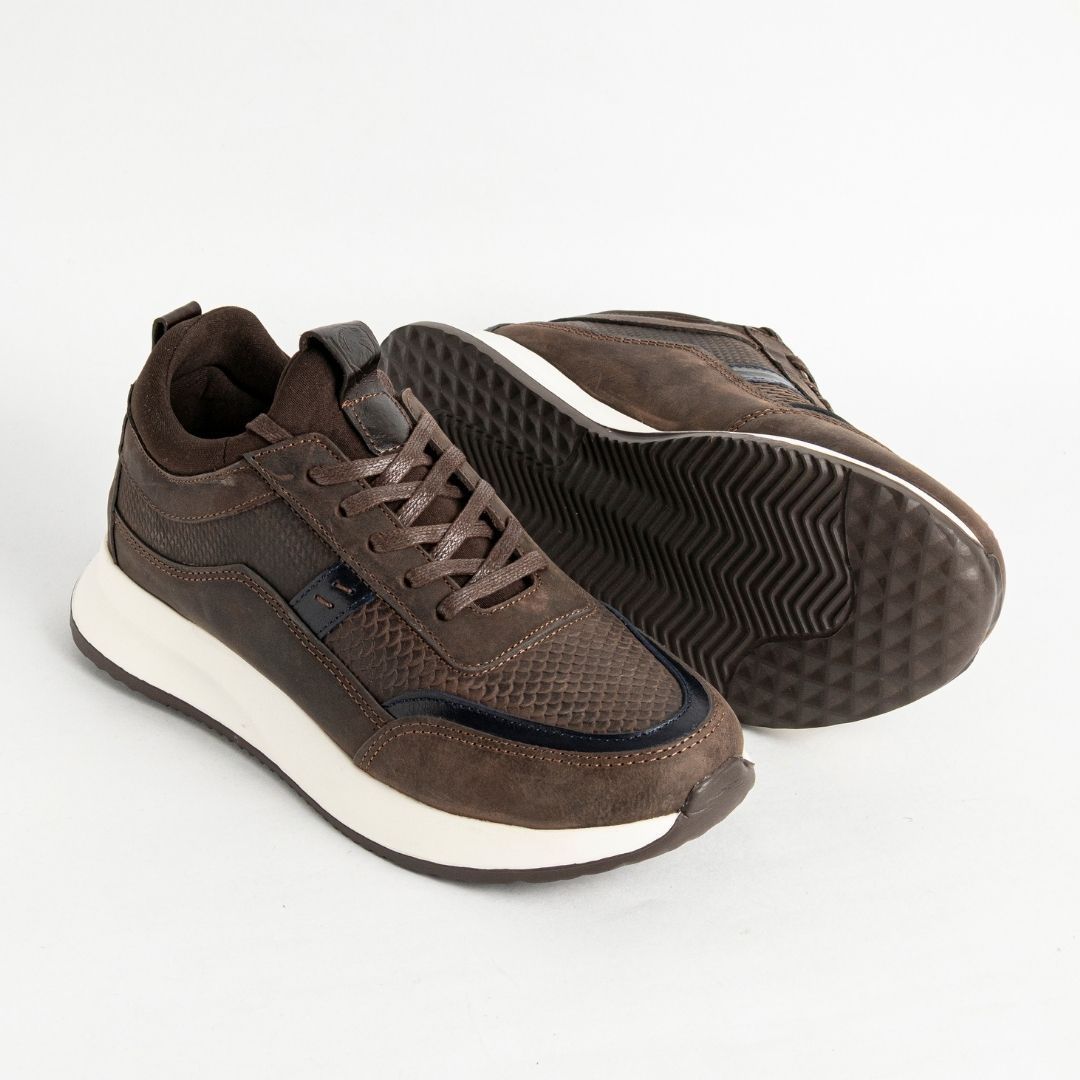 Zapato de Cuero 3217 Color Café con Azul