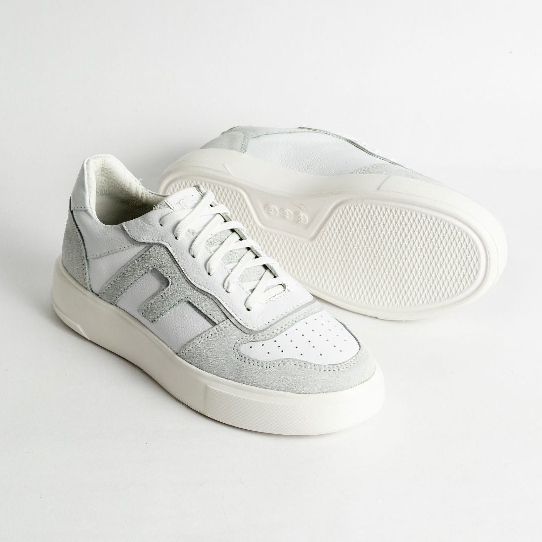 Zapato en Cuero 616 Blanco Con Gris