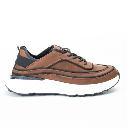 Zapato 919 En Cuero Graso Color Miel con Apliques en Negro