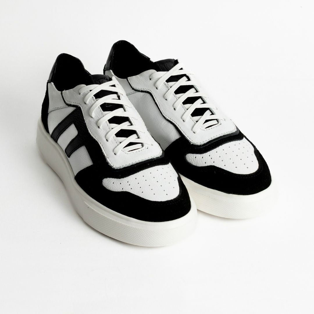 Zapato en Cuero 616 Blanco Con Negro