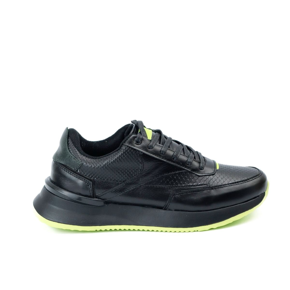 Zapato de Cuero 3223 Color Negro con Verde