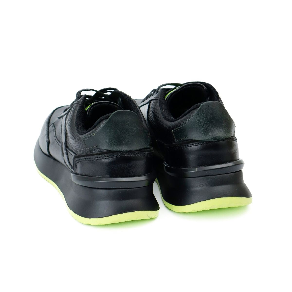 Zapato de Cuero 3223 Color Negro con Verde