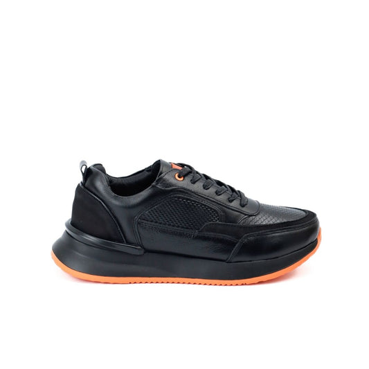 Zapato de Cuero 3205 Color Negro con Naranja