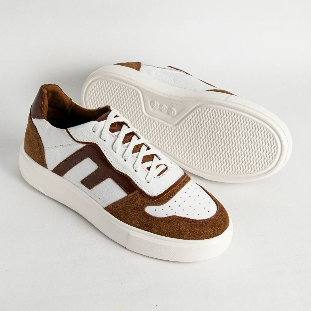 Zapato en Cuero 616 Blanco Con Miel