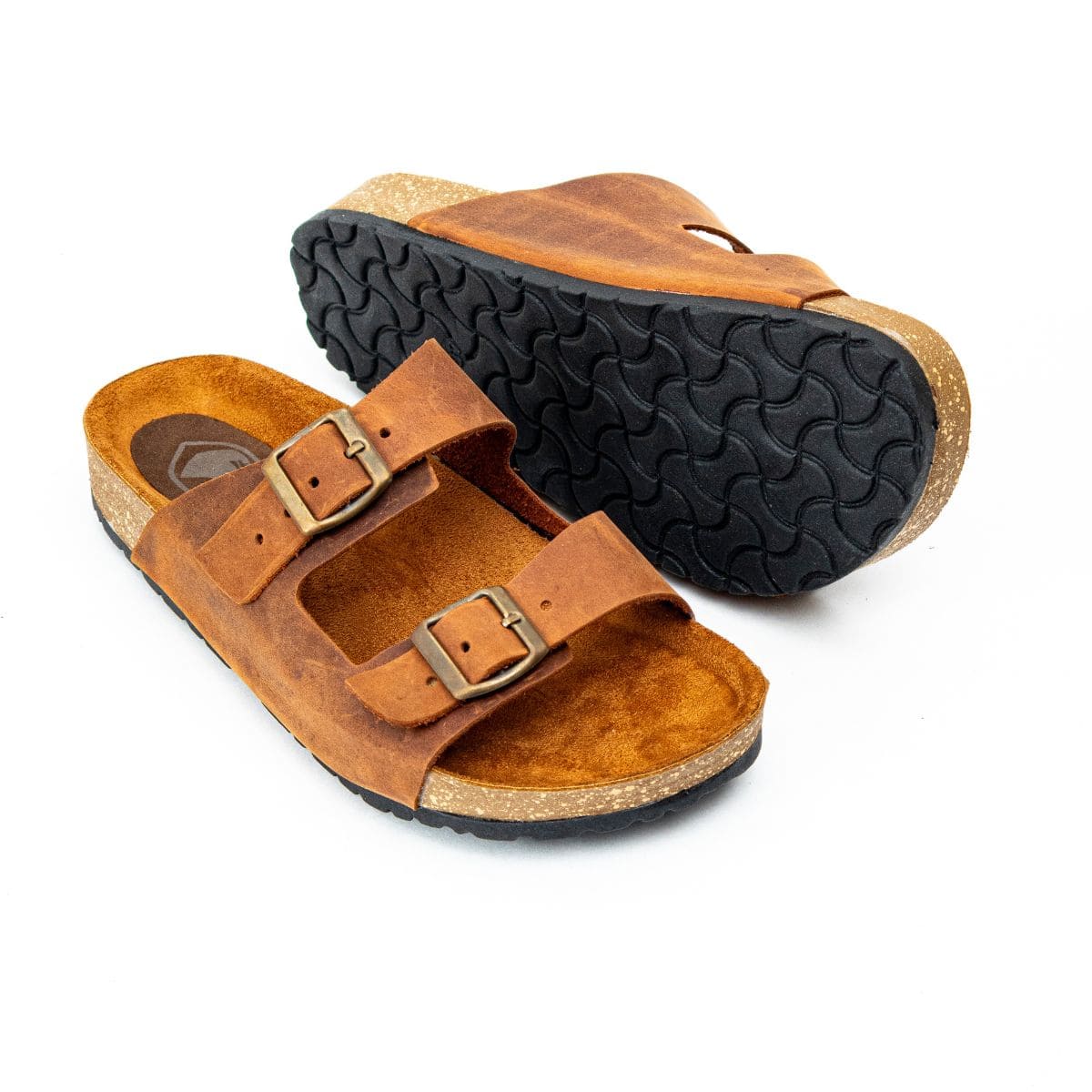 Sandalia En Cuero Color Café Claro