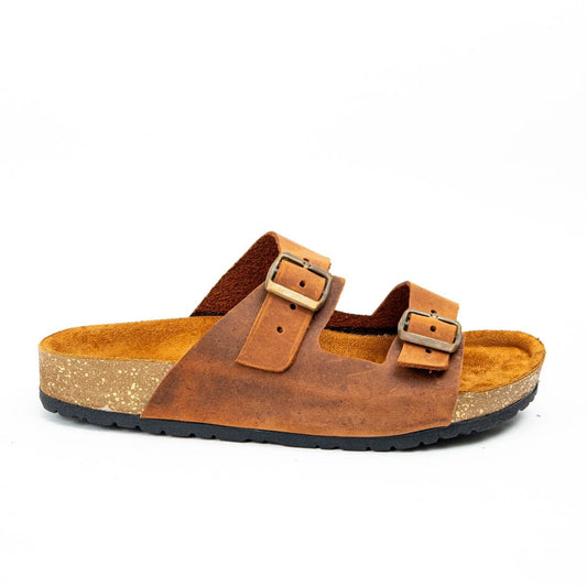 Sandalia En Cuero Color Café Claro