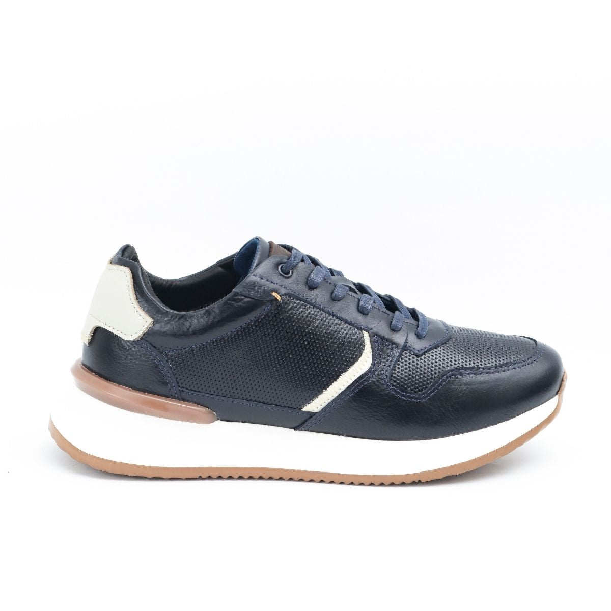Zapato de Cuero T-06 Color  Azul con Blanco