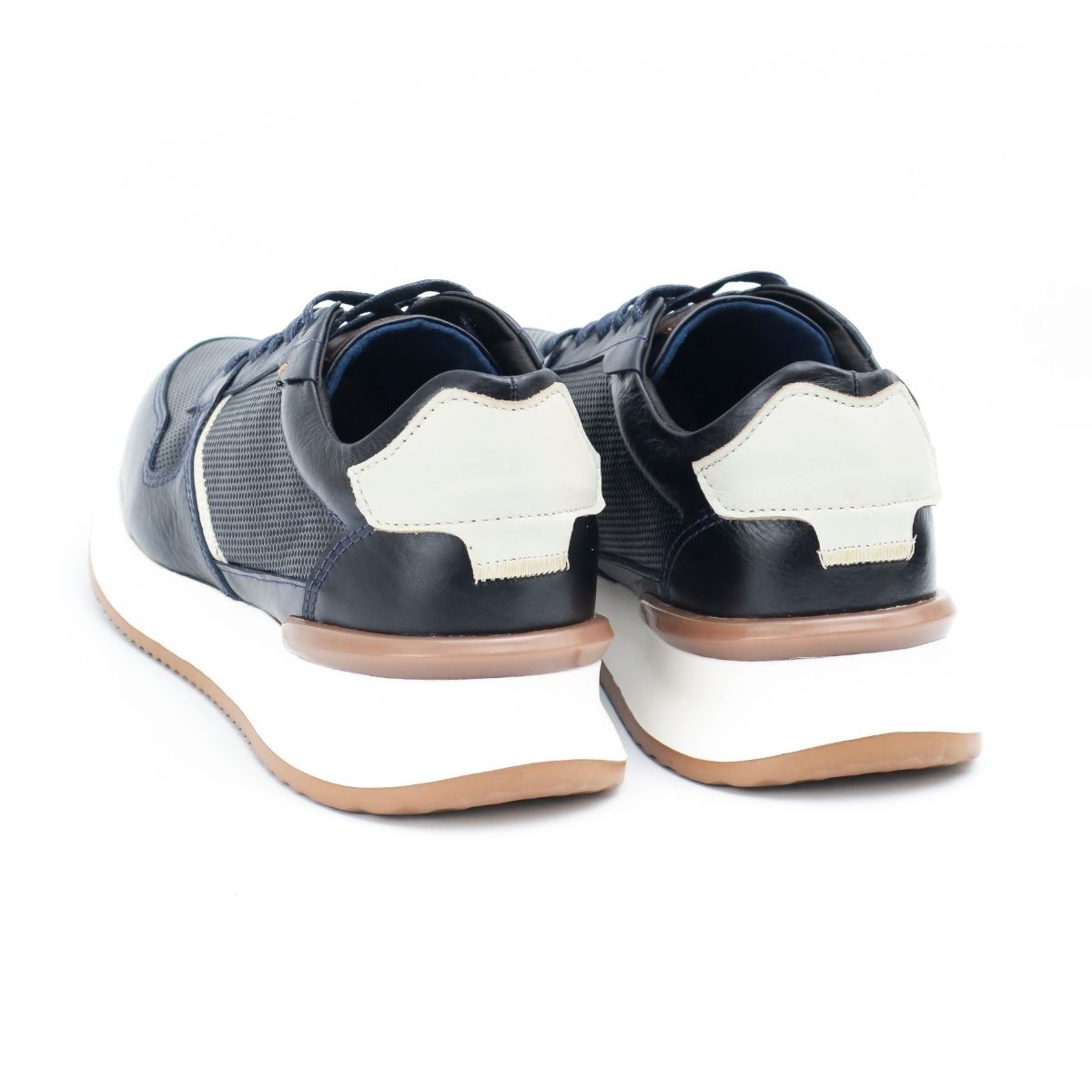 Zapato de Cuero T-06 Color  Azul con Blanco