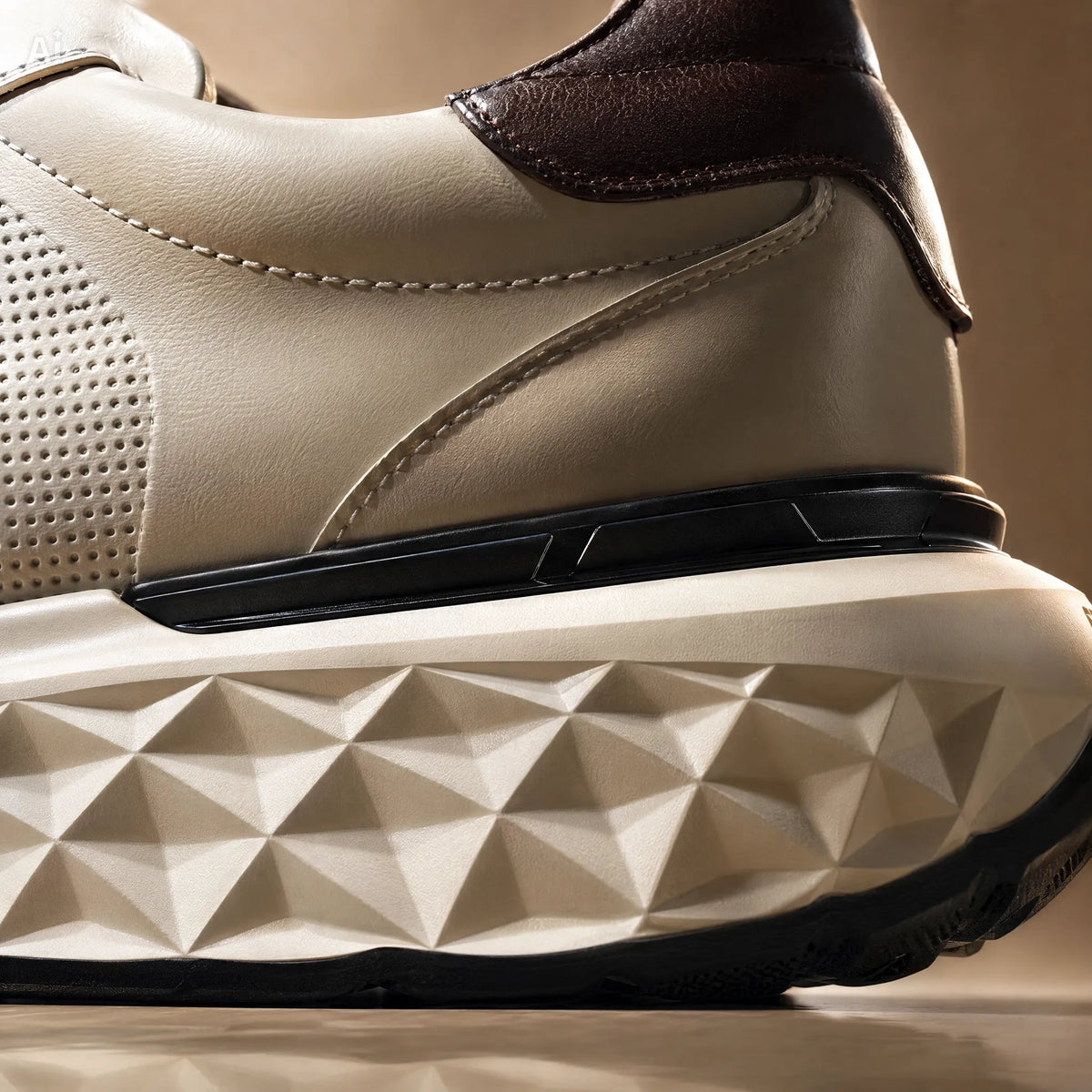 Zapato en Cuero 1019 Color BEIS con Café