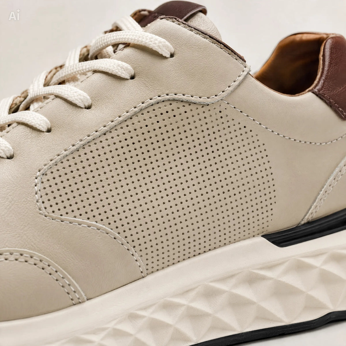 Zapato en Cuero 1019 Color BEIS con Café