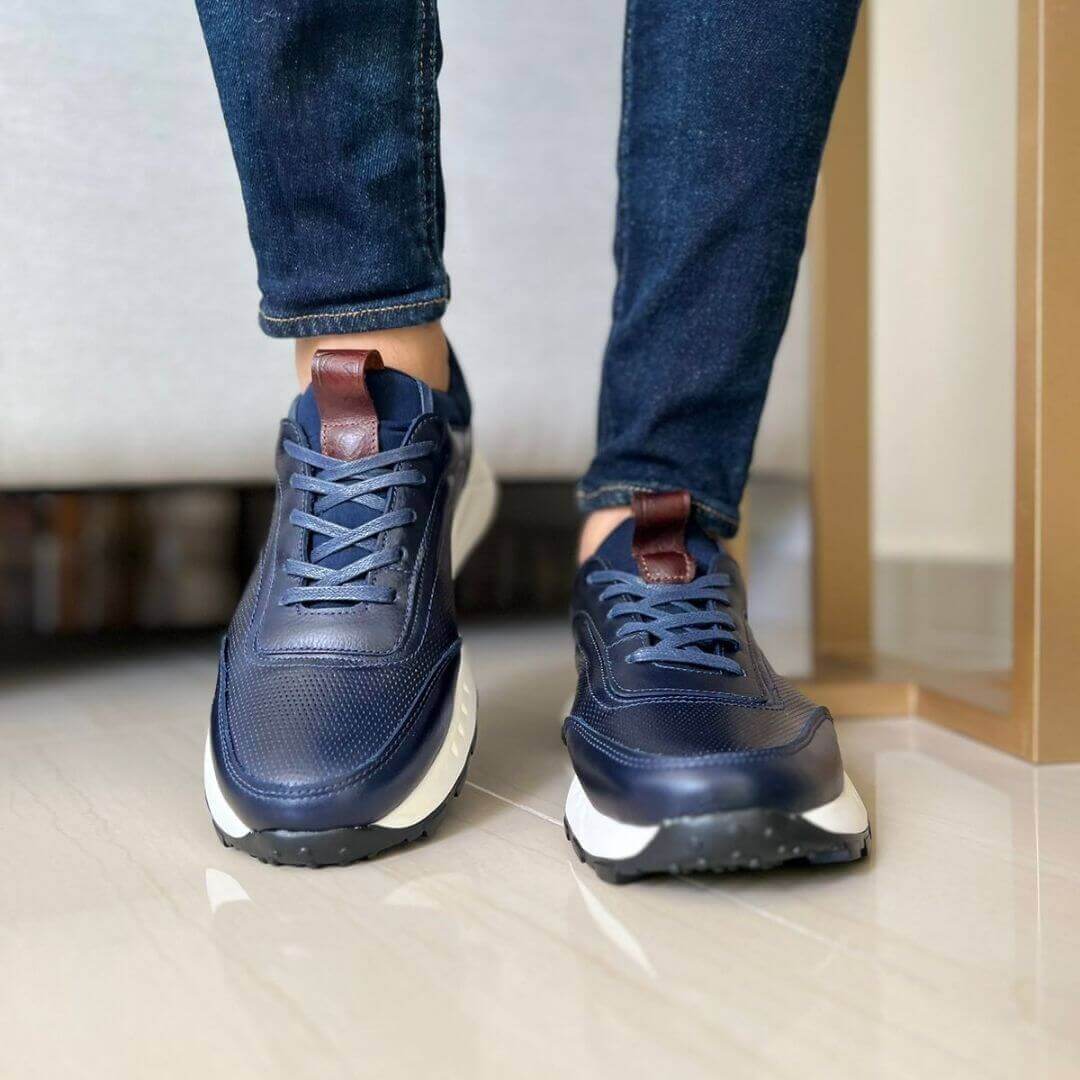 Zapato de Cuero 3050 color Azul para Hombre